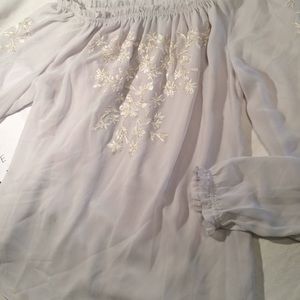 Beautiful light grey off the shoulder